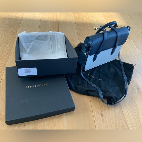 Strathberry Navy and Light Blue Mini Tote - Picture 1 of 12